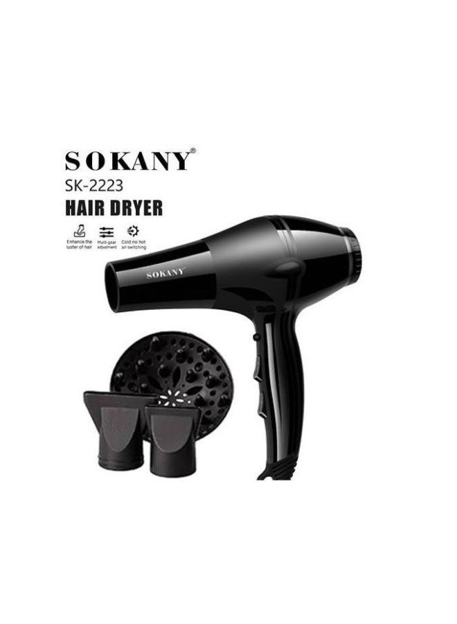 Sokany SK-2223 Professional 3000W Hair Dryer with 2 Speeds (Hot & Cold Air) - Black - Image 2